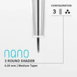 Vertix Nano PMU Kartuş - Round Shader 0.25/3 Medium Taper