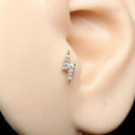 Şimşek Kristal Zirkon Altın 6x1.2mm Labret Piercing
