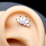 Tiara Kristal Zirkon Çelik 6x1.2mm Labret Piercing