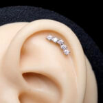 Beş Taş Kristal Zirkon Çelik 6x1.2mm Labret Piercing