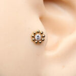 Papatya Tek Taş Altın 6x1.2mm Labret Piercing