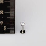 Zirkon Kristal 3.5mm x 6mm x 1.2mm Çelik Labret Piercing