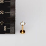 Zirkon Kristal 3.5mm x 6mm x 1.2mm Altın Labret Piercing