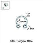 Top 3mm x 6mm x 1.2mm Çelik Halka Piercing
