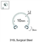 Top 3mm x 10mm x 1.2mm Çelik Halka Piercing