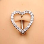 Taşlı Kalp Çelik Göbek Piercing