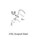Tek Taş Zirkon 2x6x0.8mm Çelik Hızma Piercing