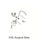 Tek Taş Zirkon 3x6x0.8mm Çelik Hızma Piercing