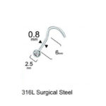 Tek Taş Kristal 2.5x6x0.8mm Çelik Hızma Piercing